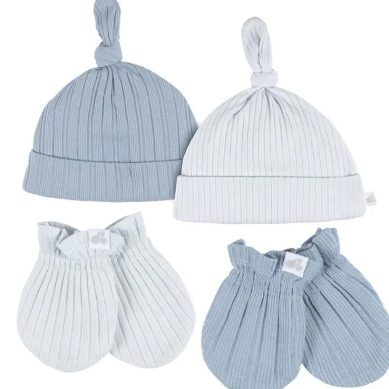 Just Born Baby Gloves & Socks*- 4Pk Hat And Cuff Mitten Set Baby Boy 0-6M Blue