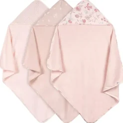 Just Born Baby Bath Towels*- 3Pk Hooded Towels Baby Girl Pink