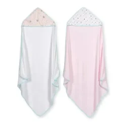 Just Born Baby Bath Towels*- 2Pk Love and Sugar Hooded Towels, Pink