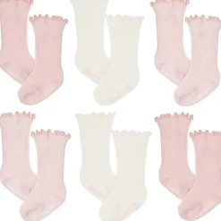 Just Born Baby Gloves & Socks*- 6Pk Novelty Pointelle Socks Baby Girl Pink