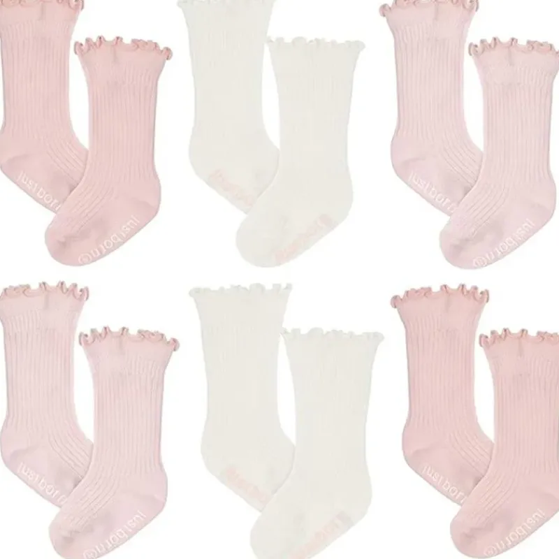 Just Born Baby Gloves & Socks*- 6Pk Novelty Pointelle Socks Baby Girl Pink