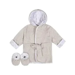 Just Born Baby Robes*- 2Pk Robe & Bootie Set, Warm Grey