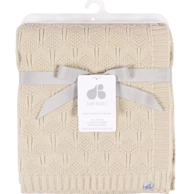 Just Born Blankets & Quilts*- 1Pk Sweater Knit Blanket Baby Neutral Tan