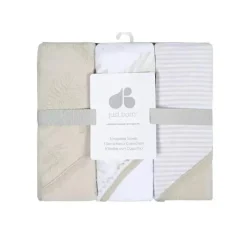 Just Born Baby Bath Towels*- 3Pk Terry Hooded Towel, Natural Foliage