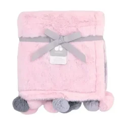 Just Born Blankets & Quilts*- Pom-Pom Plush Blanket, Pink