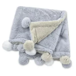 Just Born Blankets & Quilts*- Pom-Pom Plush Blanket, Grey