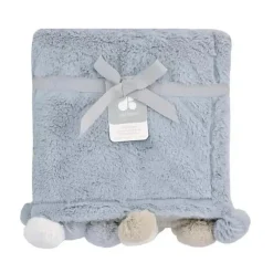 Just Born Blankets & Quilts*- Pom-Pom Plush Blanket, Grey