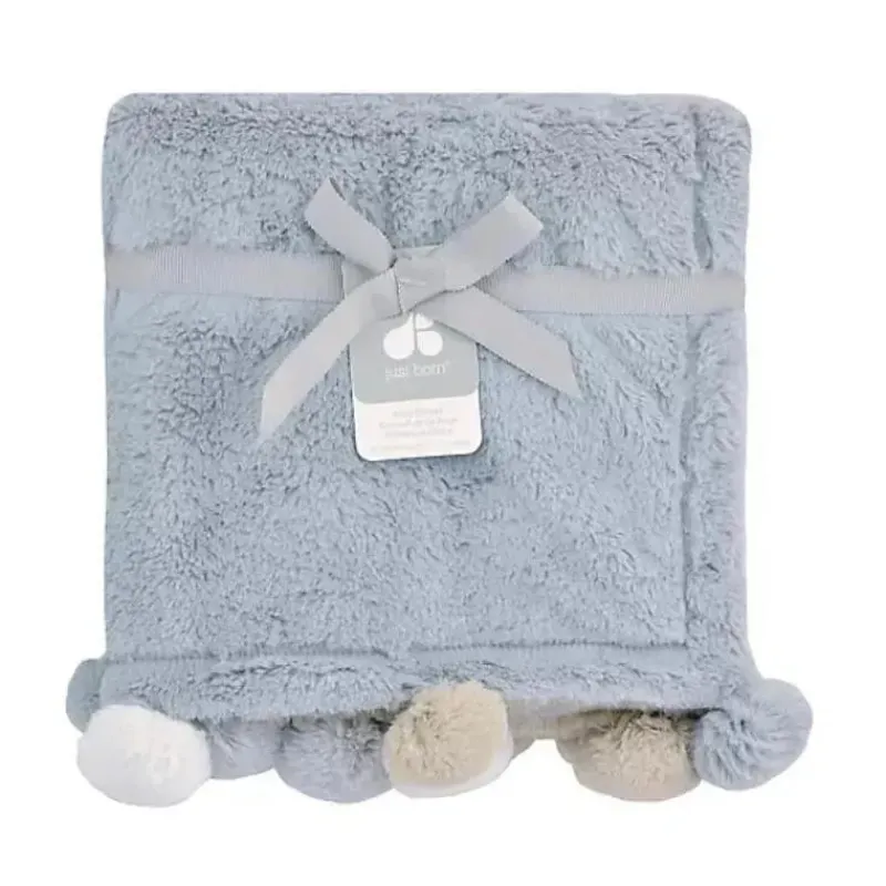 Just Born Blankets & Quilts*- Pom-Pom Plush Blanket, Grey