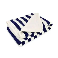 Just Born Blankets & Quilts*- Stripe Cable Knit Blanket, Navy/White