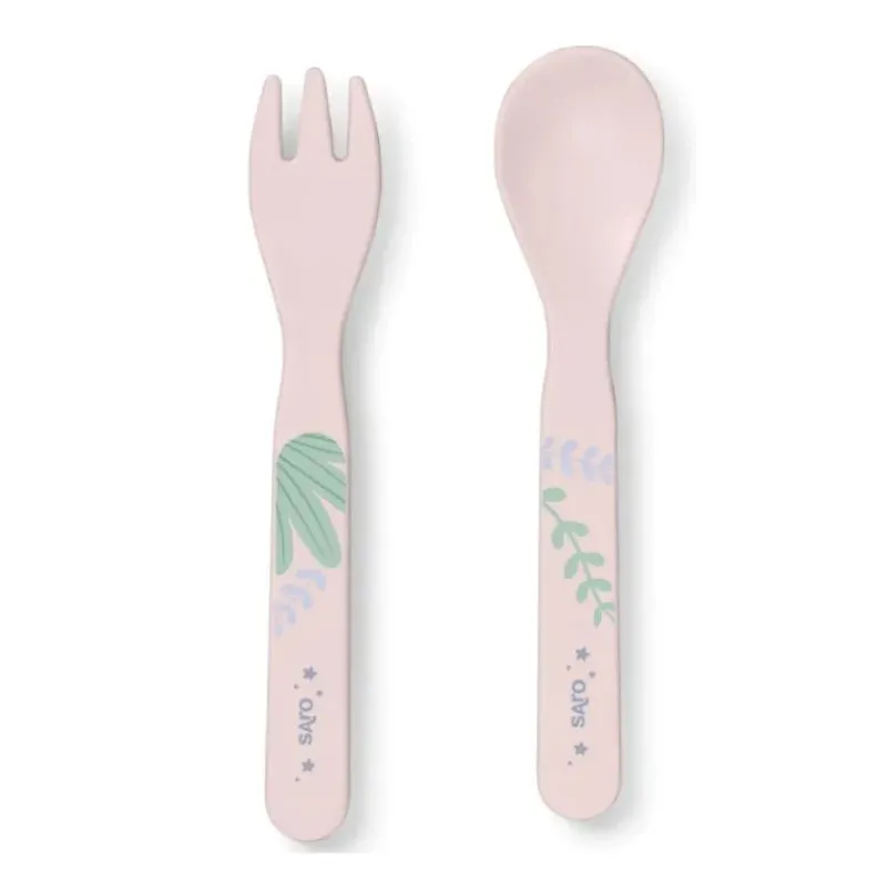 Kalencom Plates & Bowls|Dishes, Utensils & Food Containers*- Jungle Cheetahs 5 Piece Feeding Set, Pink