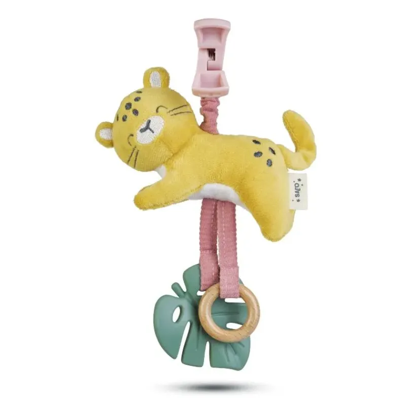 Kalencom Stroller & Car Seat Toys*- Jungle Party Pull Down Rattle, Cheetah