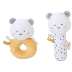 Kalencom Rattles & Teethers*- Sweet & Fun Rattle Ring + Squeaker, Mustard (Set Of 2)