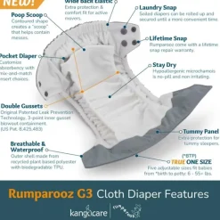 Kanga Care Cloth & Reusable Diapers*- Rumparooz G3 One Size Pocket Cloth Diaper, Platinum
