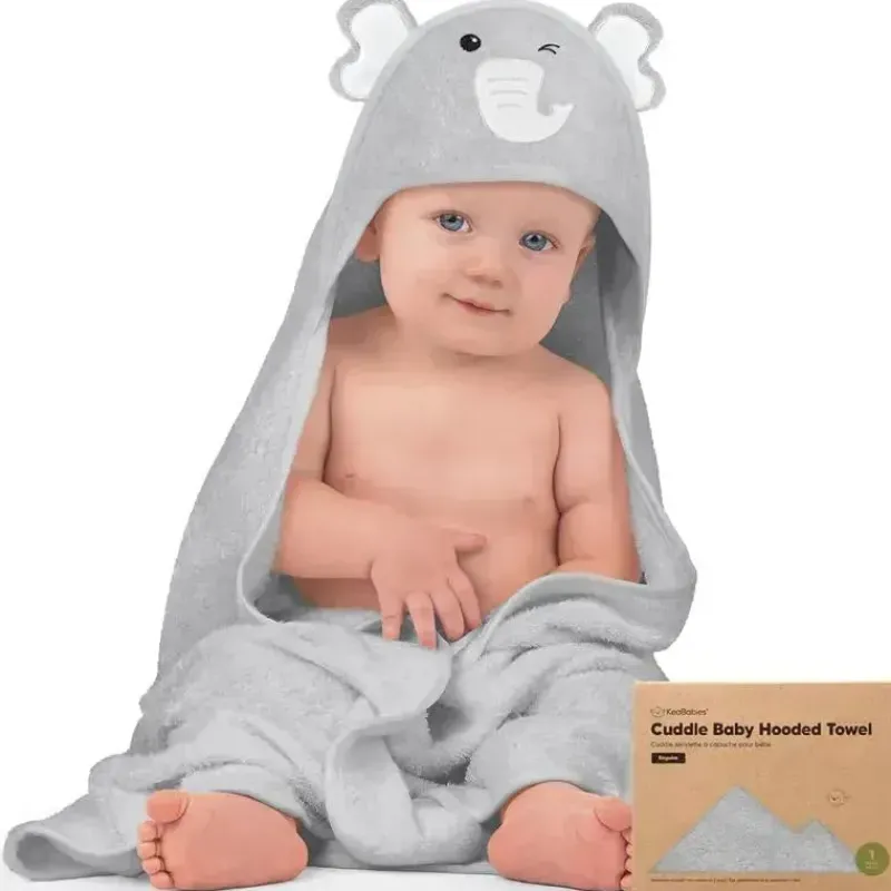 Keababies Baby Bath Towels*- Cuddle Baby Hooded Towel, Elephant