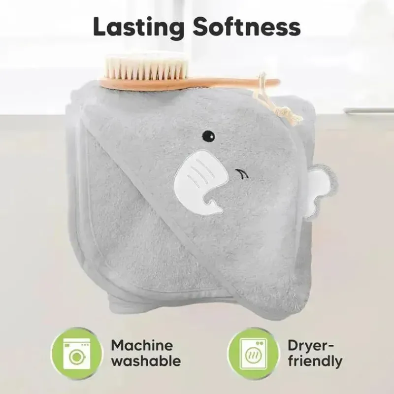 Keababies Baby Bath Towels*- Cuddle Baby Hooded Towel, Elephant