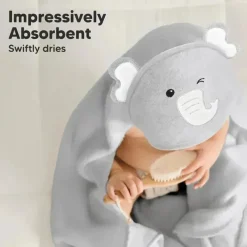Keababies Baby Bath Towels*- Cuddle Baby Hooded Towel, Elephant