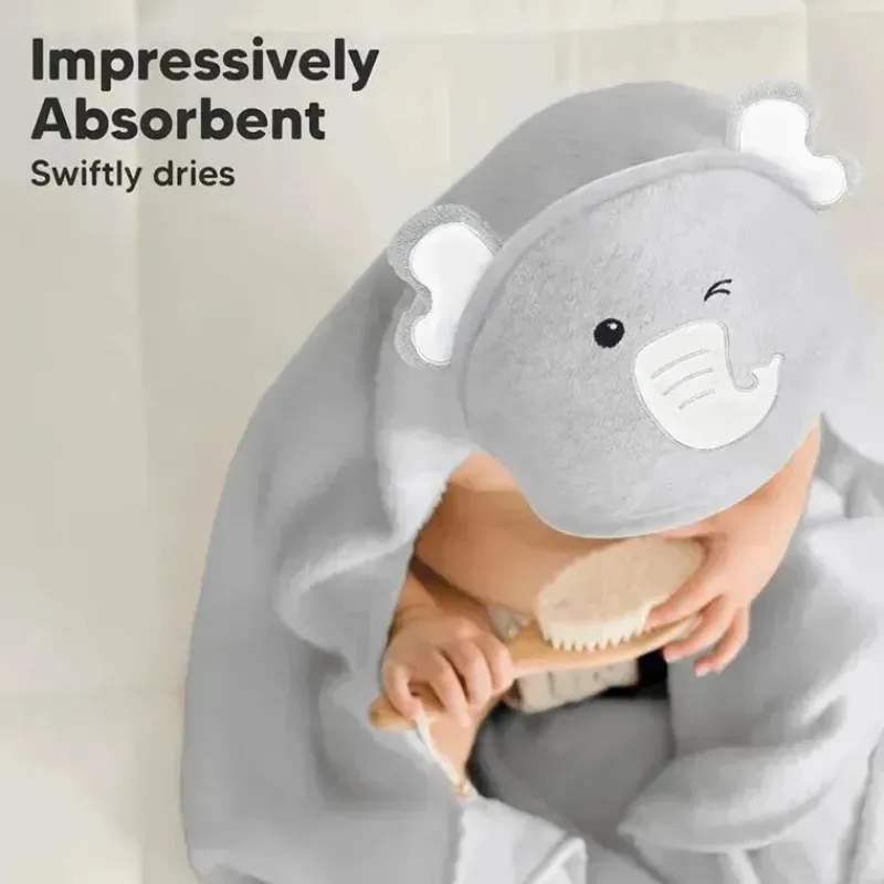 Keababies Baby Bath Towels*- Cuddle Baby Hooded Towel, Elephant
