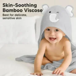 Keababies Baby Bath Towels*- Cuddle Baby Hooded Towel, Elephant