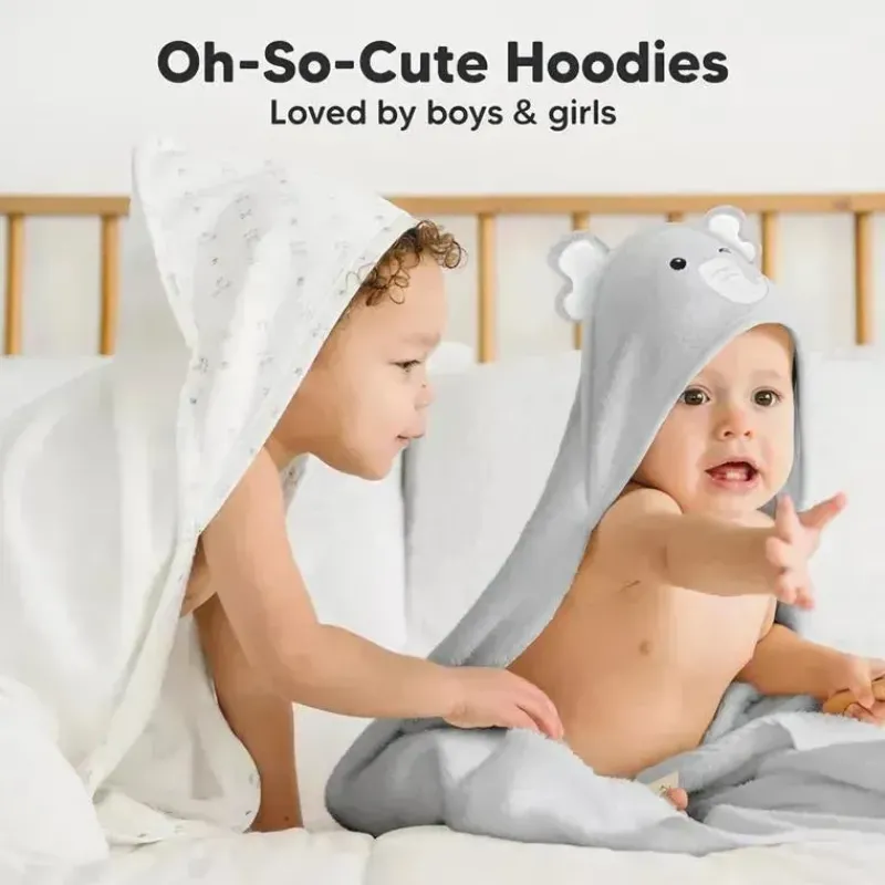 Keababies Baby Bath Towels*- Cuddle Baby Hooded Towel, Elephant