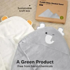Keababies Baby Bath Towels*- Cuddle Baby Hooded Towel, Elephant