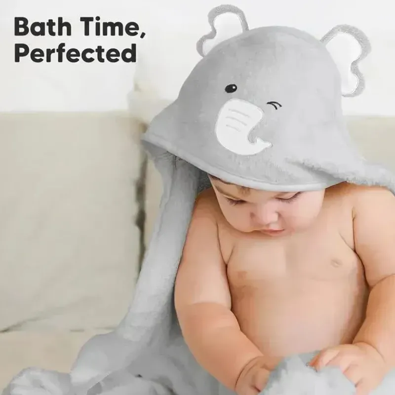 Keababies Baby Bath Towels*- Cuddle Baby Hooded Towel, Elephant