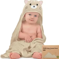 Keababies Baby Bath Towels*- Cuddle Baby Hooded Towel, Cat