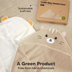 Keababies Baby Bath Towels*- Cuddle Baby Hooded Towel, Cat