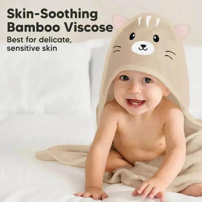 Keababies Baby Bath Towels*- Cuddle Baby Hooded Towel, Cat
