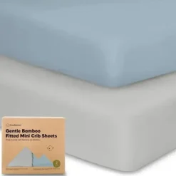 Keababies Crib & Bed Sheets*- Isla Fitted Mini Crib Sheets, Pack And Play Sheet, Steel