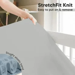 Keababies Crib & Bed Sheets*- Isla Fitted Mini Crib Sheets, Pack And Play Sheet, Steel