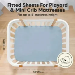 Keababies Crib & Bed Sheets*- Isla Fitted Mini Crib Sheets, Pack And Play Sheet, Steel