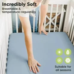 Keababies Crib & Bed Sheets*- Isla Fitted Mini Crib Sheets, Pack And Play Sheet, Steel