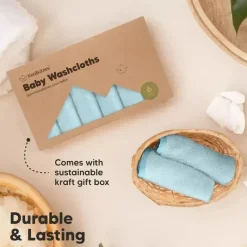 Keababies Baby Washcloths*- 6-Pack Baby Wash Cloths, Bravo Blue