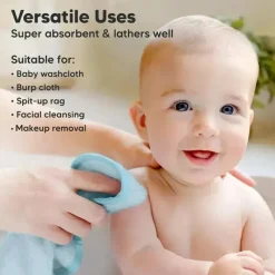 Keababies Baby Washcloths*- 6-Pack Baby Wash Cloths, Bravo Blue