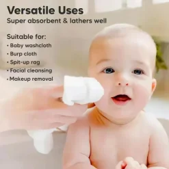 Keababies Baby Washcloths*- 6-Pack Baby Wash Cloths, White