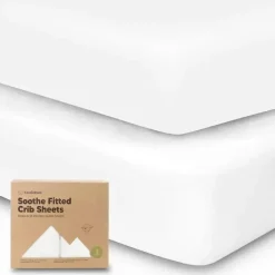 Keababies Crib & Bed Sheets*- 2-Pack Organic Cotton Fitted Crib Sheet,| Soft White