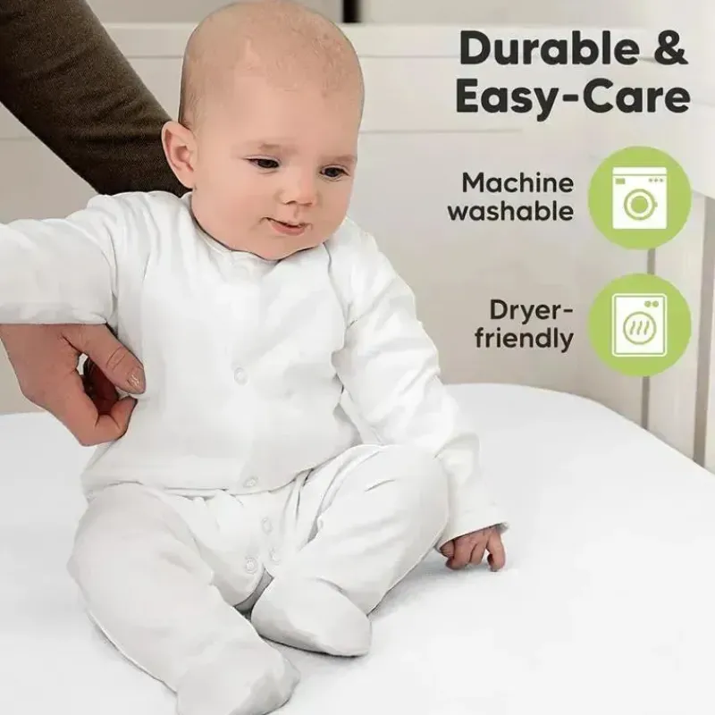 Keababies Crib & Bed Sheets*- 2-Pack Organic Cotton Fitted Crib Sheet,| Soft White