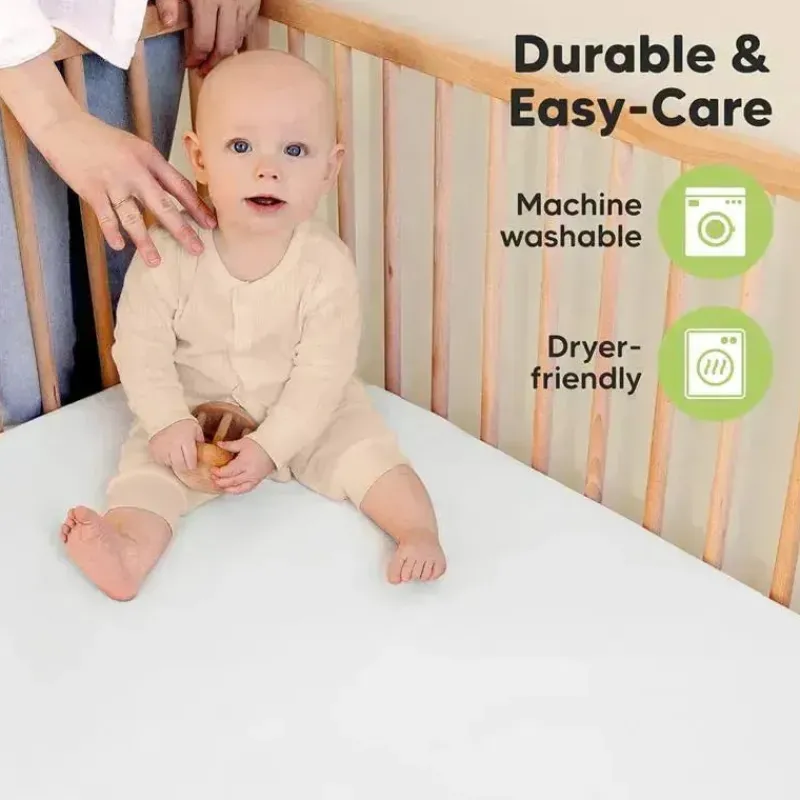 Keababies Crib & Bed Sheets*- 2-Pack Organic Cotton Fitted Crib Sheet,| Soft White