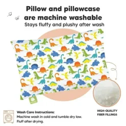 Keababies Pillows & Head Support*- 13X18 Toddler Pillow With Pillowcase, Happy Dino