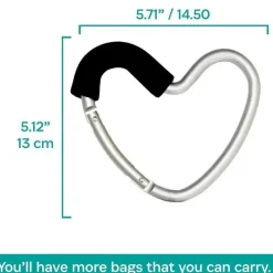 Kidco Stroller Adapters*- BUGGY HEART HOOK by BUGGYGEAR, Black Foam/Silver Aluminum