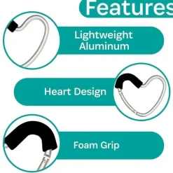 Kidco Stroller Adapters*- BUGGY HEART HOOK by BUGGYGEAR, Black Foam/Silver Aluminum
