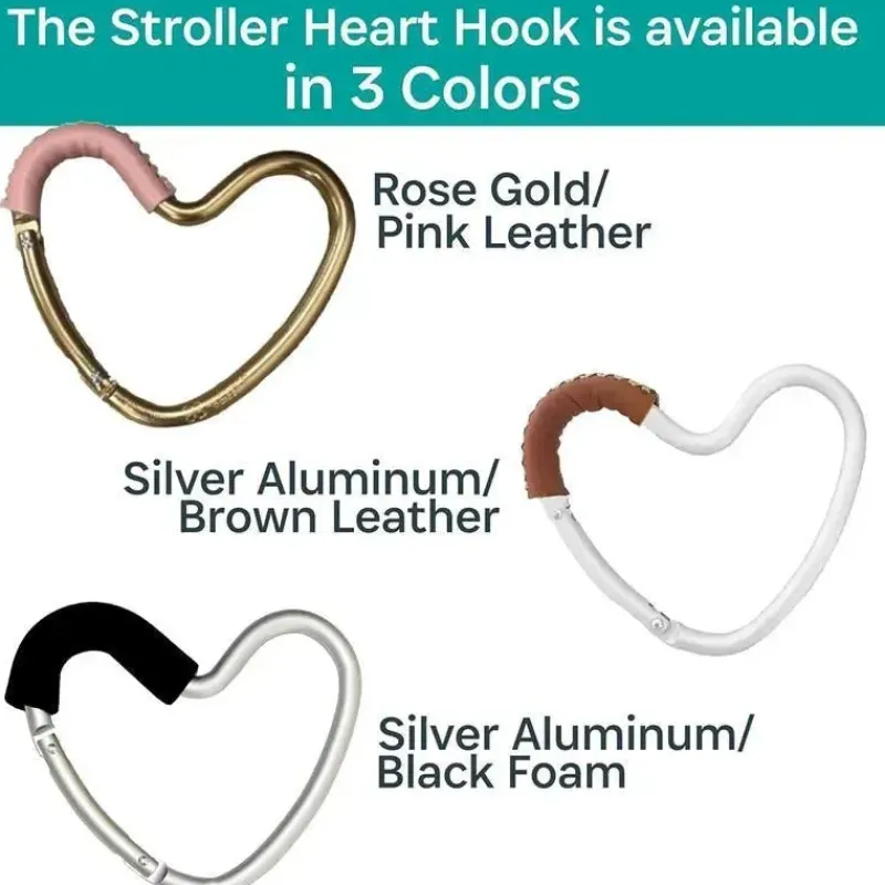Kidco Stroller Adapters*- BUGGY HEART HOOK by BUGGYGEAR, Rose Gold/Pink Leather