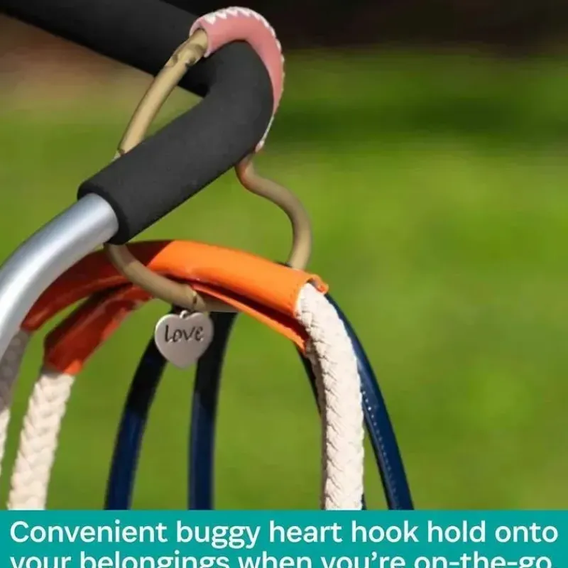 Kidco Stroller Adapters*- BUGGY HEART HOOK by BUGGYGEAR, Rose Gold/Pink Leather