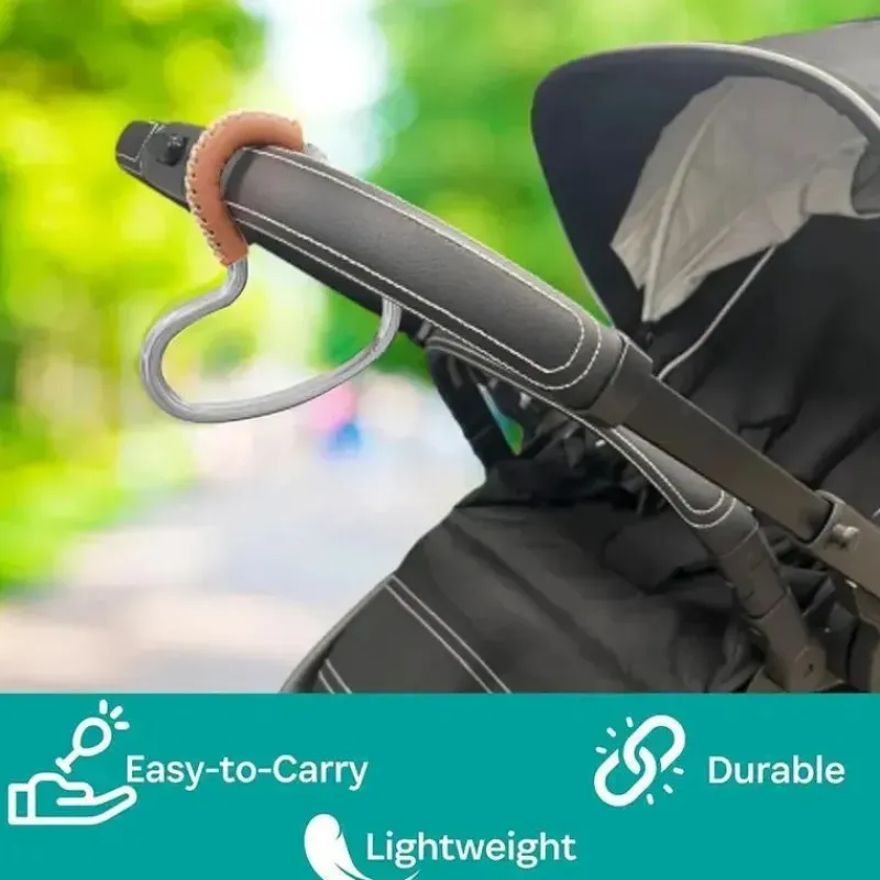 Kidco Stroller Adapters*- BUGGY HEART HOOK by BUGGYGEAR, Silver Aluminum/Brown Leather