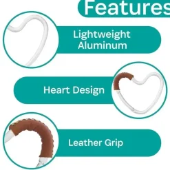 Kidco Stroller Adapters*- BUGGY HEART HOOK by BUGGYGEAR, Silver Aluminum/Brown Leather