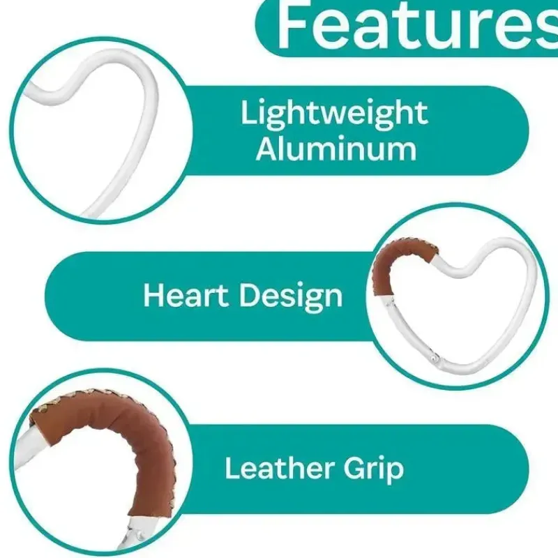 Kidco Stroller Adapters*- BUGGY HEART HOOK by BUGGYGEAR, Silver Aluminum/Brown Leather