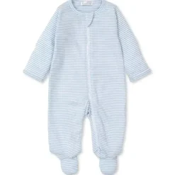 Kissy Kissy Baby One-Pieces*- Baby Blue Stripe Footie With Zip, Light Blue