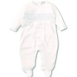 Kissy Kissy Baby Onesies & Bodysuits*- Baby Boy Footie with Hand Smocking, White