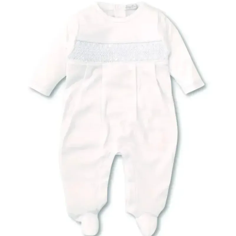 Kissy Kissy Baby Onesies & Bodysuits*- Baby Boy Footie with Hand Smocking, White
