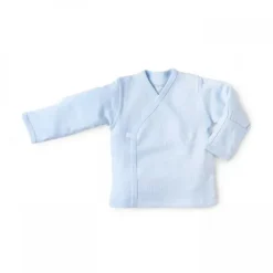 Kissy Kissy Baby Tops*- Baby Boy Pointelle Long Sleeve Cross Tee, Light Blue